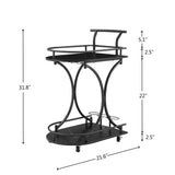 ZUN Black 2-Tier Bar Cart, Slide Bar Serving Cart, Retro Style Cart for Kitchen, Beverage Cart with W2167P177331