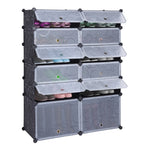 ZUN 12-Cube DIY Shoe Rack Modular Organizer Plastic Cabinet 6 Tier Modular closet cabinet with Doors 40316296