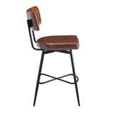 ZUN 26''Retro Swivel Counter Stools Set of 2,Brown Counter Stools with iron Frame,PU Sponge N780P199991B