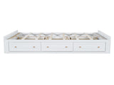 Wood Queen Size Platform Bed Frame with 6 Drawers, White 07431345