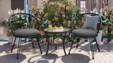 U_STYLE Outdoor Leisure Set, 2 Rattan Single Chairs with A Glass Round Table, Perfectly Suited for N711P256422D