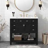 36'' Bathroom Vanity with Top Sink, Modern Bathroom Storage Cabinet with 2 Soft Closing Doors and 6 N710P251586B