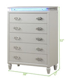 ZUN Passion Modern Style LED 5-Drawer Chest with Stylish Drawer pulls Made with Wood in Milky White 659436442757