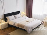 Queen Size Velvet Bed Frame with Charging Station and Storage Shelf, Upholstered Platform Bed with 00449409