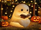 Cute Ghost Reading Book Lamp Halloween Gifts Light Up Ghost Statue Night Light Ghost Warm Lighted 69206267