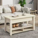 ZUN Lift Top Coffee Table, Multi-Functional Coffee Table with Open Shelves, Modern Lift 96345924