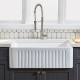 Fireclay 36" L X 20" W Farmhouse Kitchen Sink with Grid and Strainer W122559098