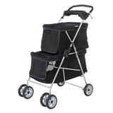 ZUN Pet Stroller for 2 Dogs and Cats, Double 4 Wheel Cat Pet Carriers Bag Jogger for Small Medium Pets, 11499507