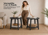 2-Tier Small Round Side Table with Tapered Legs, Curved Transitions for Living Room & Bedroom 45102012