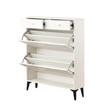 Large size Shoe Cabinet,Free Standing Tipping Bucket Shoe Rack Organizer with 2 Flip Drawers&2 W2516P185160