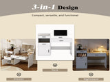 3-in-1 Vanity Desk with Flip Top Mirror, Glass Top Compact Makeup Vanity & Hidden Storage, Vanity N704P391337K