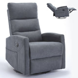 Manual Recliner Chair with Rocker and Swivel in Fabric for Living Room, Grey 73990766