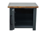 14 inch Chairside Table, No Assembly Required, Black and Whiskey Finish B108P160150