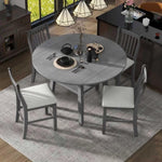 ZUN 5-Piece Counter Height Dining Table Set in 2 Table Sizes with 4 Folding Leaves and 4 Upholstered 74183217