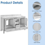 60 in Undermount Double Sinks Bathroom Storage Cabinet with Carrara Natural Marble Top W1059P170420