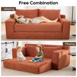 Loveseat Sofa with Memory Foam & Steel Frame - No Assembly, Convertible 2-in-1 Design, Corduroy W2959P278453
