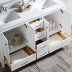 ZUN Bathroom Vanity Cabinet set 60 inches Double sink, Bathroom Storage Carrara White Marble Countertop W105958955