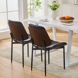Mid-Century Dining Chairs Set of 2 PU Leather Upholstered, Retro Walnut Bentwood Design with T3661P338469