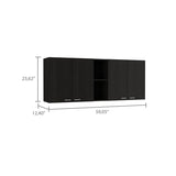 ZUN Portofino 150 Wall Cabinet, Double Door, Two External Shelves, Two Interior Shelves -Black B20091978