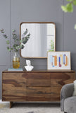 ZUN 32"x32" Square Mirror with Wood Frame, Wall Mirror for Living Room Bathroom Entryway W2078126453