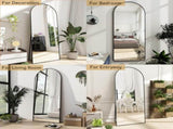 64"x21" Arched Full Length Mirror Freestanding Full Body Floor Mirror, Black 72133027