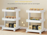 3 -Tier DIY Rolling Storage Cart,15.5" 14.5" 30" with Detachable Ventilated Trays for Kitchen & 75119826