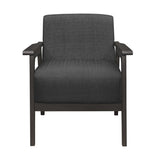 Dark Gray Fabric Upholstered Accent Chair 1pc Solid Rubberwood Antique Gray Finish Living Room B011P184609