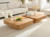 Modern 35.43 Inch Handcraft Drum Table Square Table for Living Room,Small Wooden W2582P360255