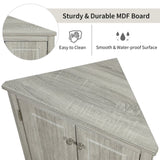 ZUN Oak Triangle Bathroom Storage Cabinet with Adjustable Shelves, Freestanding Floor Cabinet for Home WF291467AAL