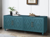 63'' Large Storage Cabinet Metal Handle, Carved Flower Doors, Wooden Mordern Sideboard Console W1445P251889