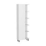 ZUN Urano Corner Linen Cabinet, Five External Shelves, Single Door, Four Interior Shelves -White B20091991