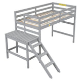 ZUN Twin Loft Bed with Platform,ladder,Grey 84721426