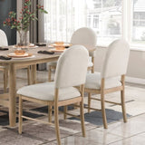 Natural Finish Dining Side Chairs Set of 2, Beige Fabric Upholstered Seat Back Classic Luxury Dining B011P285301