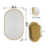 20x34 Inch Oval Recessed Medicine Cabinet, Metal Framed Bathroom Wall Cabinet with Mirror and W1435P210490