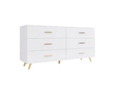 High Glossy Surface 6 Drawers Chest of Drawer with Golden Handle and Golden Steel Legs White Color W2139134915