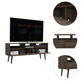 ZUN New Haven 2-Drawer 3-Shelf TV Stand Dark Walnut B06280178