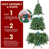 Artificial 9ft Green RGB-lit Christmas Tree with 1721PVC Mixed Branch Tips,Hinged Premium & Foldable 45466444