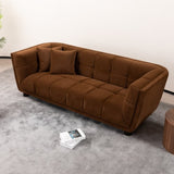 ZUN WKS13 Mid-century modern style: camel sofa simple, small square design, velvet fabric texture W2085P173260