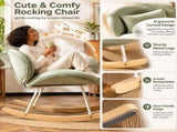 25.59"W x 33.66"D x 29.53"H Indoor Teddy Fabric Rocking Chair, Soft Fluffy Lounge Rocker with White 02558907