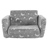 Glow-in-the-Dark Kids Foldable Sofa Bed All-Sponge Single Chaise Lounge Light Grey Star & Moon 41602127