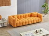 80-Inch Orange Teddy Fleece Sofa for Living Room or Bedroom, Including Two Throw Pillows & Sturdy W1278P173376