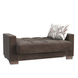 PrimeNest ZenAero Collection Upholstered Convertible Loveseat with Storage, Brown Microfiber B030P281763