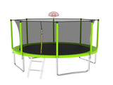 12FT Trampoline Green for Kids & Adults with Basketball Hoop and Ball ,Recreational Trampolines with K1163139545
