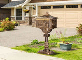 Cast Aluminum Mailbox with Post, Heavy Duty Postal Box with 2 Keys, Baffle Door, Expansion Bolts, 34328138
