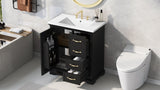 ZUN 30" Bathroom Vanity with Sink, One Package, Black Bathroom Cabinet with Drawers, Solid Frame and MDF N725P192829B