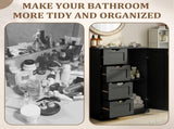 Black MDF with melamine veneer, 56*30*80cm, 4 drawers, 1 door, bathroom vanity 56634928