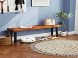 Versatile Acacia Wood Garden Bench, Adjustable Foot Pads Outdoor Dining Bench 00486697
