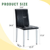 Black PU Backrest Chairs with Silver Metal Legs The Perfect Match for Minimalist and Modern Home W3226P279072