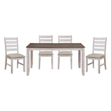 ZUN Casual Dining Room Side Chairs 2pc Set Grayish White Finish Upholstered Seat Transitional Design B01151374