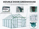 8x8 FT Double Door Polycarbonate Greenhouse Raised Base and Anchor Aluminum Heavy Duty Walk-in 00337942